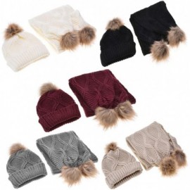 Skullies & Beanies Women Girls Cable Knit Beanie Skully Cap Warm Soft Pom Pom Hat Scarf Set - Grey - C41870OZZ56 $14.60