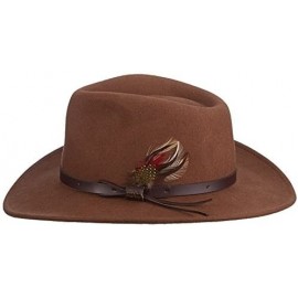 Fedoras Classico Men's Crushable Felt Outback Hat - Pecan - CQ112DPDQOT $46.86