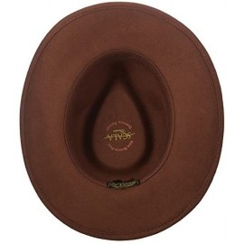 Fedoras Classico Men's Crushable Felt Outback Hat - Pecan - CQ112DPDQOT $46.86