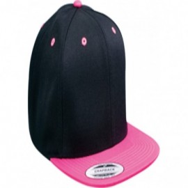 Baseball Caps Classics Flat Bill Snapback Cap - 6089M - Black/Neon Pink - CF11M9BQZEF $8.90