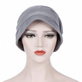 Headbands Chemo Headwear Turbans For Women Long Hair Head Scarf Pre Tied Headwraps Cancer Hats(Gray) - Gray - CW18S85W3GZ $12.23