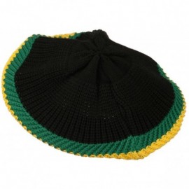 Skullies & Beanies Cotton Rasta Tam Beret - Black Rgy - CD11M6KMXUJ $26.24