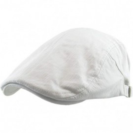 Newsboy Caps Classic Solid Cotton Denim Newsboy Ivy Gatsby Cabbie Ascot Hat Cap Adjustable - (107) White - C211JFLVZD3 $23.23