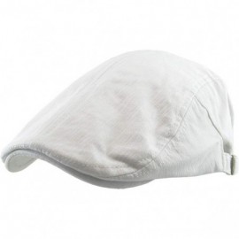 Newsboy Caps Classic Solid Cotton Denim Newsboy Ivy Gatsby Cabbie Ascot Hat Cap Adjustable - (107) White - C211JFLVZD3 $10.39