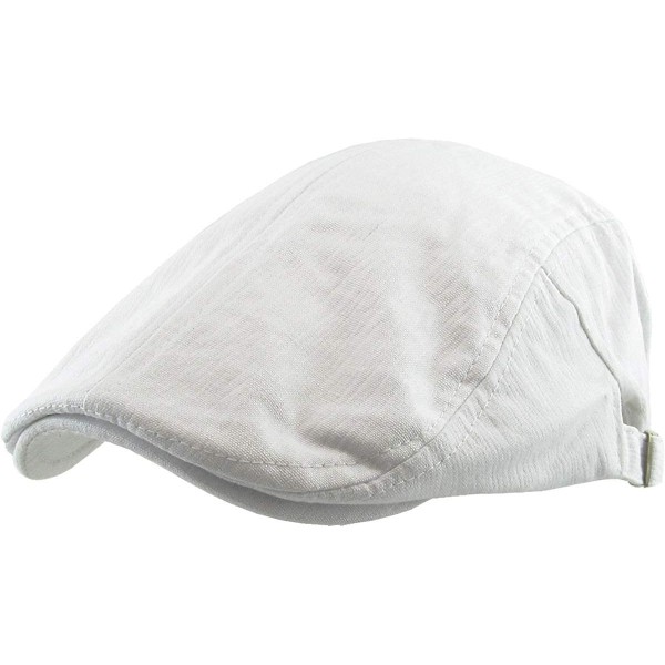 Newsboy Caps Classic Solid Cotton Denim Newsboy Ivy Gatsby Cabbie Ascot Hat Cap Adjustable - (107) White - C211JFLVZD3 $10.39