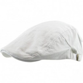 Newsboy Caps Classic Solid Cotton Denim Newsboy Ivy Gatsby Cabbie Ascot Hat Cap Adjustable - (107) White - C211JFLVZD3 $10.39