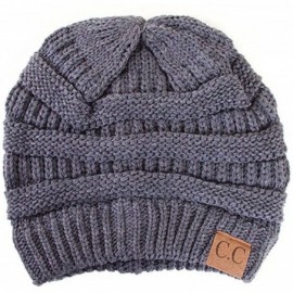 Skullies & Beanies 3pc Set Trendy Warm Chunky Soft Stretch Cable Knit Beanie Scarves Gloves Set - Dark Grey - C318GLUZ4A5 $51.13