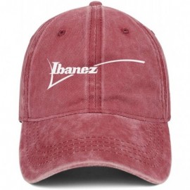 Baseball Caps Ibanez-Guitar-Logo- Mens Womens Washed Rock Cap Vintage Flat-Brimmed Hat - Ibanez Guitar Logo - CL18W4SSNH5 $13.63