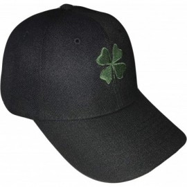 Baseball Caps Shamrock 4 Leaf Clover Baseball Cap (One Size- Black/Green) - C818KI7W7SR $30.83