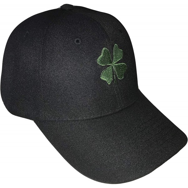 Baseball Caps Shamrock 4 Leaf Clover Baseball Cap (One Size- Black/Green) - C818KI7W7SR $15.83