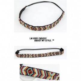 Headbands Multicolour Boho Beaded Elastic Stretched Headband Geometric Handmade Head Jewelry(C25 - C9186ZCYT3M $11.00