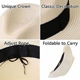 Sun Hats Women Wide Brim Fedora Beach Sun Hat Summer UPF50+ - 2-beige - CT12ODXP9IM $10.78