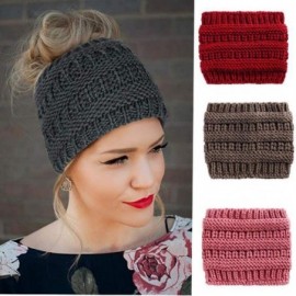 Skullies & Beanies Unisex Fashion Bun Ponytail Soft Stretch Winter Beanie Tail Hat Hats & Caps - Light Pink - CD1920RS8EA $16.03