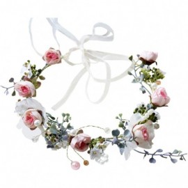 Headbands Adjustable Flower Headband Floral Garland Crown Halo Headpiece Boho with Ribbon Wedding Festival Party - 5 - CD18NE...