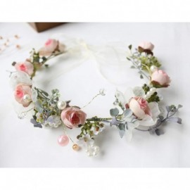 Headbands Adjustable Flower Headband Floral Garland Crown Halo Headpiece Boho with Ribbon Wedding Festival Party - 5 - CD18NE...