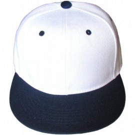 Baseball Caps Premium Plain Two-Tone Flat Bill Snapback Hat - Baseball Cap (White/Navy Blue) - C311KV8XR21 $13.15