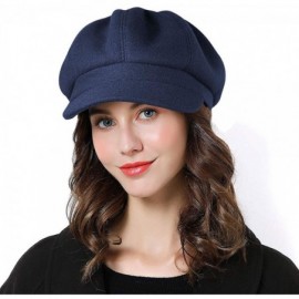 Berets Women Beret Newsboy Hat French Wool Cap Classic Autumn Spring Winter Hats - Navy Blue - C118ARDIUDN $14.33