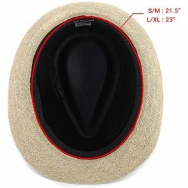 Fedoras Unisex Summer Short Brim Fedora - Hats for Men & Women + Panama Hats & Straw Hats - Tan Button - C517YHO9XNG $12.14