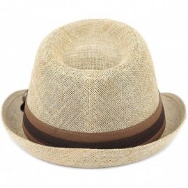 Fedoras Unisex Summer Short Brim Fedora - Hats for Men & Women + Panama Hats & Straw Hats - Tan Button - C517YHO9XNG $12.14