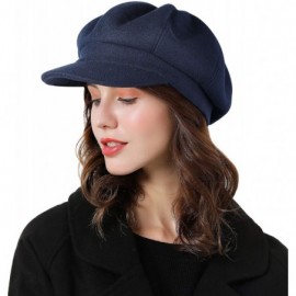 Berets Women Beret Newsboy Hat French Wool Cap Classic Autumn Spring Winter Hats - Navy Blue - C118ARDIUDN $14.33
