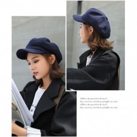 Berets Women Beret Newsboy Hat French Wool Cap Classic Autumn Spring Winter Hats - Navy Blue - C118ARDIUDN $14.33