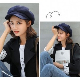 Berets Women Beret Newsboy Hat French Wool Cap Classic Autumn Spring Winter Hats - Navy Blue - C118ARDIUDN $14.33