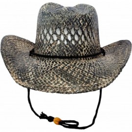 Cowboy Hats Men & Women's Woven Straw Cowboy Cowgirl Hat Western Outback w/Wide Brim - Bull 2 - CK19573DG6H $23.05