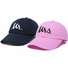 Baseball Caps Mr. and Mrs. Baseball Cap Bride Groom Matching Hats Couples Set - Navy Blue/Pink - CK18RO36ZCY $18.88