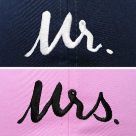 Baseball Caps Mr. and Mrs. Baseball Cap Bride Groom Matching Hats Couples Set - Navy Blue/Pink - CK18RO36ZCY $18.88