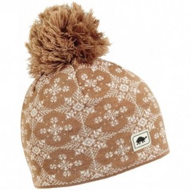 Skullies & Beanies Women's I'm A Flake Merino Wool Knit Fleece Lined Pom Beanie - Mocha - CH18XUEXT3Z $43.04