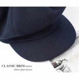 Berets Women Beret Newsboy Hat French Wool Cap Classic Autumn Spring Winter Hats - Navy Blue - C118ARDIUDN $14.33