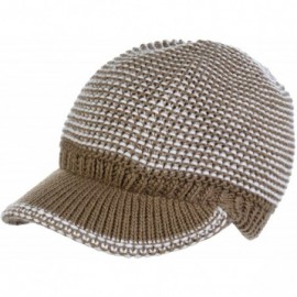 Skullies & Beanies Winter Fashion Knit Cap Hat for Women- Peaked Visor Beanie- Warm Fleece Lined-Many Styles - Olive-lurex - ...