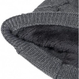 Skullies & Beanies Knit Skull Cap- Men's Winter Warm Knitting Hats Slouchy Cable Knitted Beanie-Plus Velvet - Dark Grey - CY1...