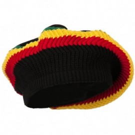 Skullies & Beanies Cotton Rasta Tam Beret - Black Rgy - CD11M6KMXUJ $26.24