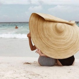 Sun Hats 31.4" Inch Huge Sun Hat UPF 50+ Foldable Straw Hats Cover Full Body Beach Hat for Vacation Holiday Outing - CK1943QC...