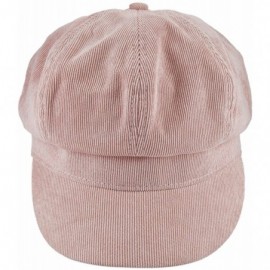 Newsboy Caps Newsboy Cap for Women-8 Panel Ivy Cabbie Beret Visor Brim Hat - 016-pink(corduroy) - CE186YGXN37 $26.89