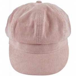 Newsboy Caps Newsboy Cap for Women-8 Panel Ivy Cabbie Beret Visor Brim Hat - 016-pink(corduroy) - CE186YGXN37 $14.67