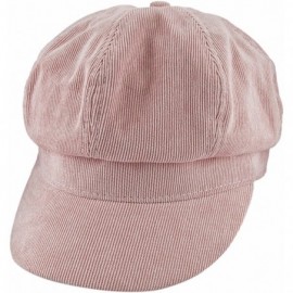 Newsboy Caps Newsboy Cap for Women-8 Panel Ivy Cabbie Beret Visor Brim Hat - 016-pink(corduroy) - CE186YGXN37 $14.67
