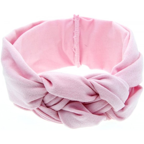 Headbands Elastic Flower Printed Turban Head Wrap Headband Twisted Hair Band - Pink - C112NEQGJIL $7.37