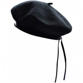 Berets Women's Adjustable Solid Color Wool Artist French Beret Hat - Black - C418G6XMN27 $21.38