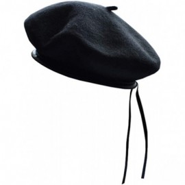 Berets Women's Adjustable Solid Color Wool Artist French Beret Hat - Black - C418G6XMN27 $11.97