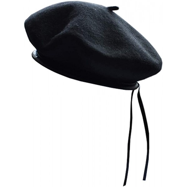 Berets Women's Adjustable Solid Color Wool Artist French Beret Hat - Black - C418G6XMN27 $11.97