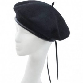 Berets Women's Adjustable Solid Color Wool Artist French Beret Hat - Black - C418G6XMN27 $11.97