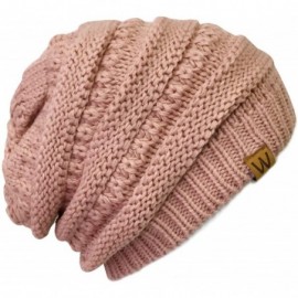 Skullies & Beanies Winter Warm Knitted Infinity Scarf and Beanie Hat - Pink Petal - CU12NZ0DH3U $12.97