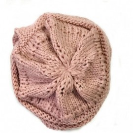 Skullies & Beanies Winter Warm Knitted Infinity Scarf and Beanie Hat - Pink Petal - CU12NZ0DH3U $12.97