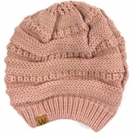 Skullies & Beanies Winter Warm Knitted Infinity Scarf and Beanie Hat - Pink Petal - CU12NZ0DH3U $12.97
