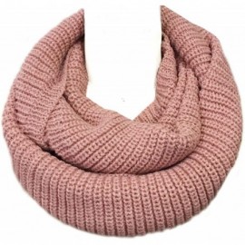 Skullies & Beanies Winter Warm Knitted Infinity Scarf and Beanie Hat - Pink Petal - CU12NZ0DH3U $12.97