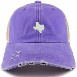 Baseball Caps Texas State Map Embroidered Frayed Bill Trucker Mesh Back Cap - Purple - CH18CX3Y075 $33.74