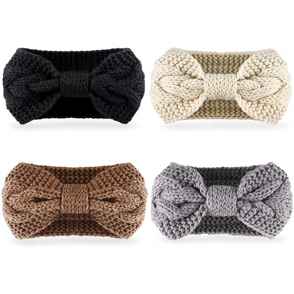 Cold Weather Headbands Crochet Turban Headband for Women Warm Bulky Crocheted Headwrap - Zf 4 Pack Crochet B - CA18A4OUDNN $9.38