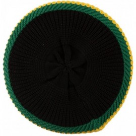 Skullies & Beanies Cotton Rasta Tam Beret - Black Rgy - CD11M6KMXUJ $26.24